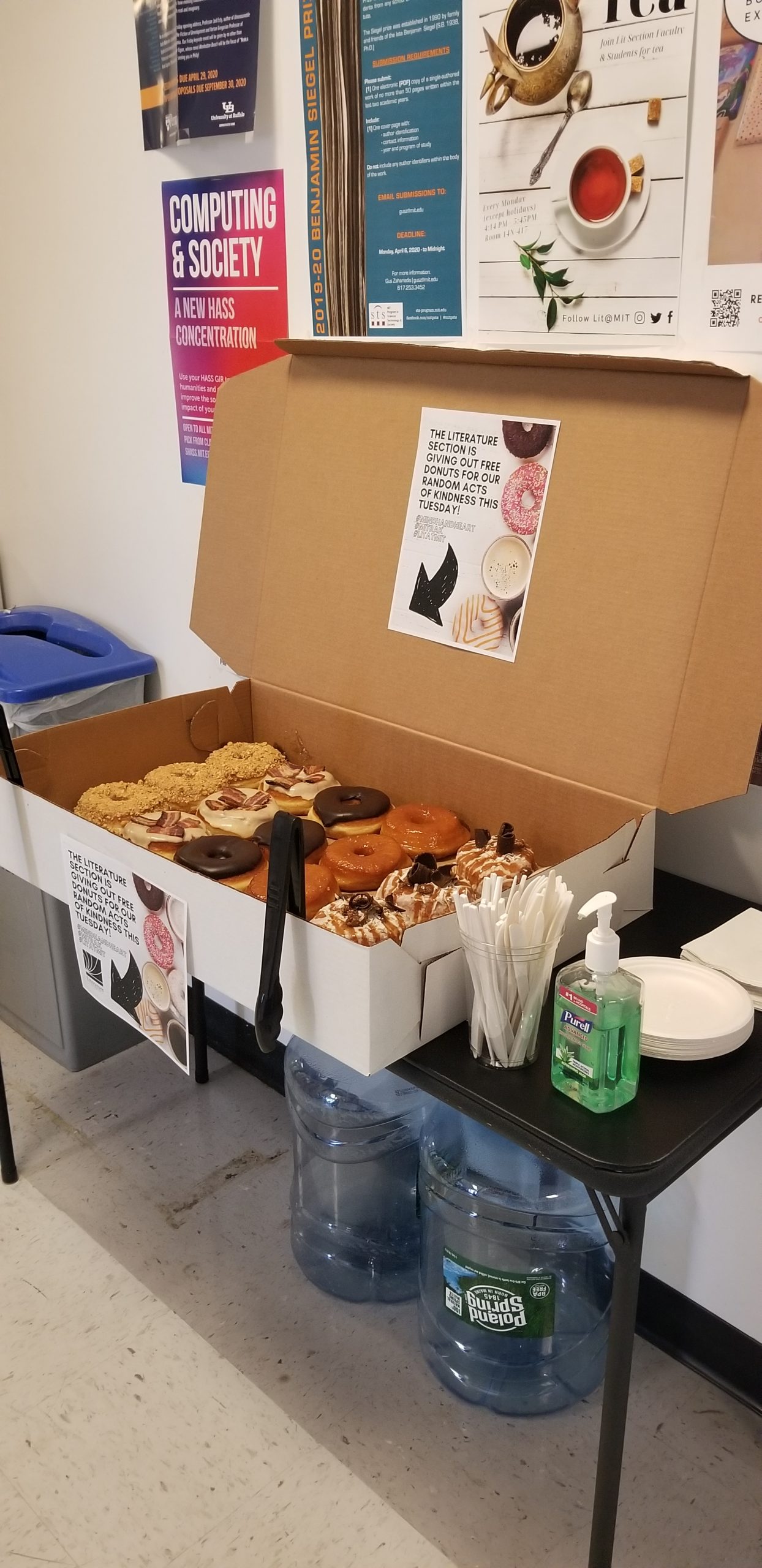 The Literature Section is giving out free donuts for our Random Acts of Kindness!
