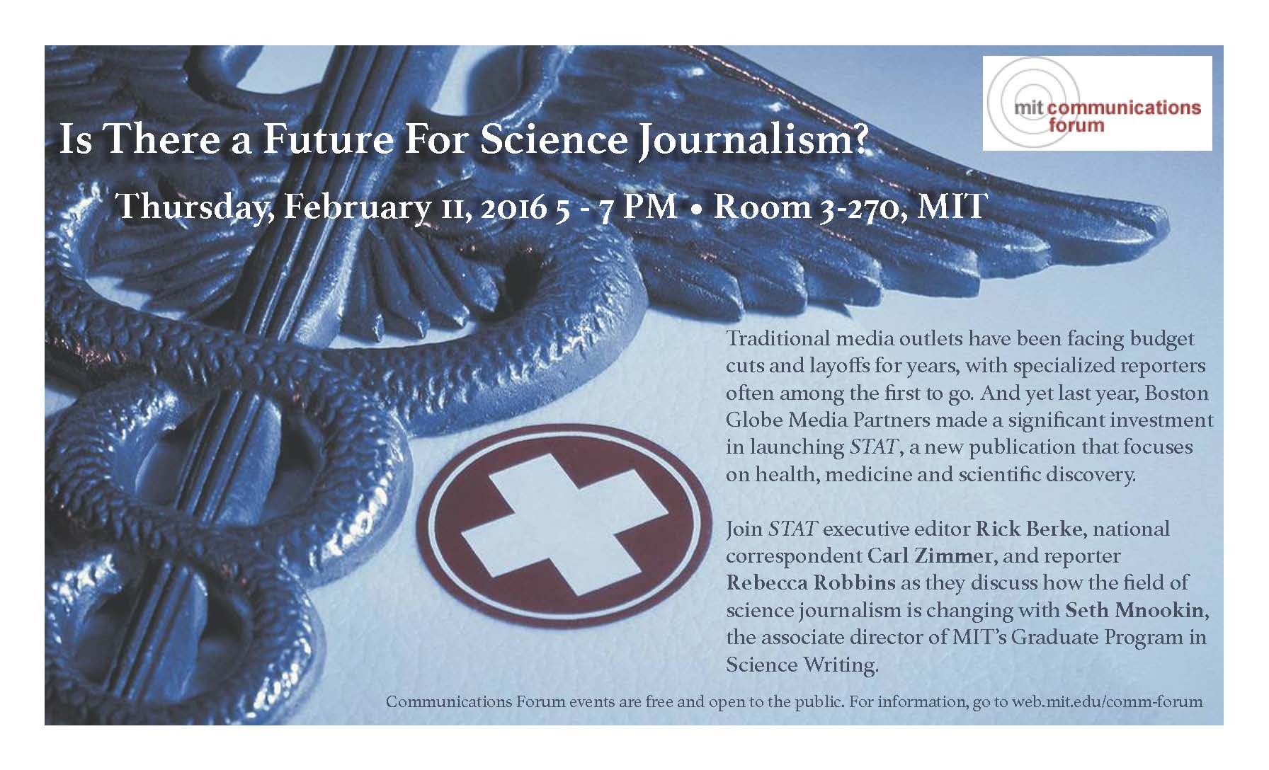 Communications Forum: “Is There a Future for In-Depth Science Journalism?” 2/11/16, 5pm