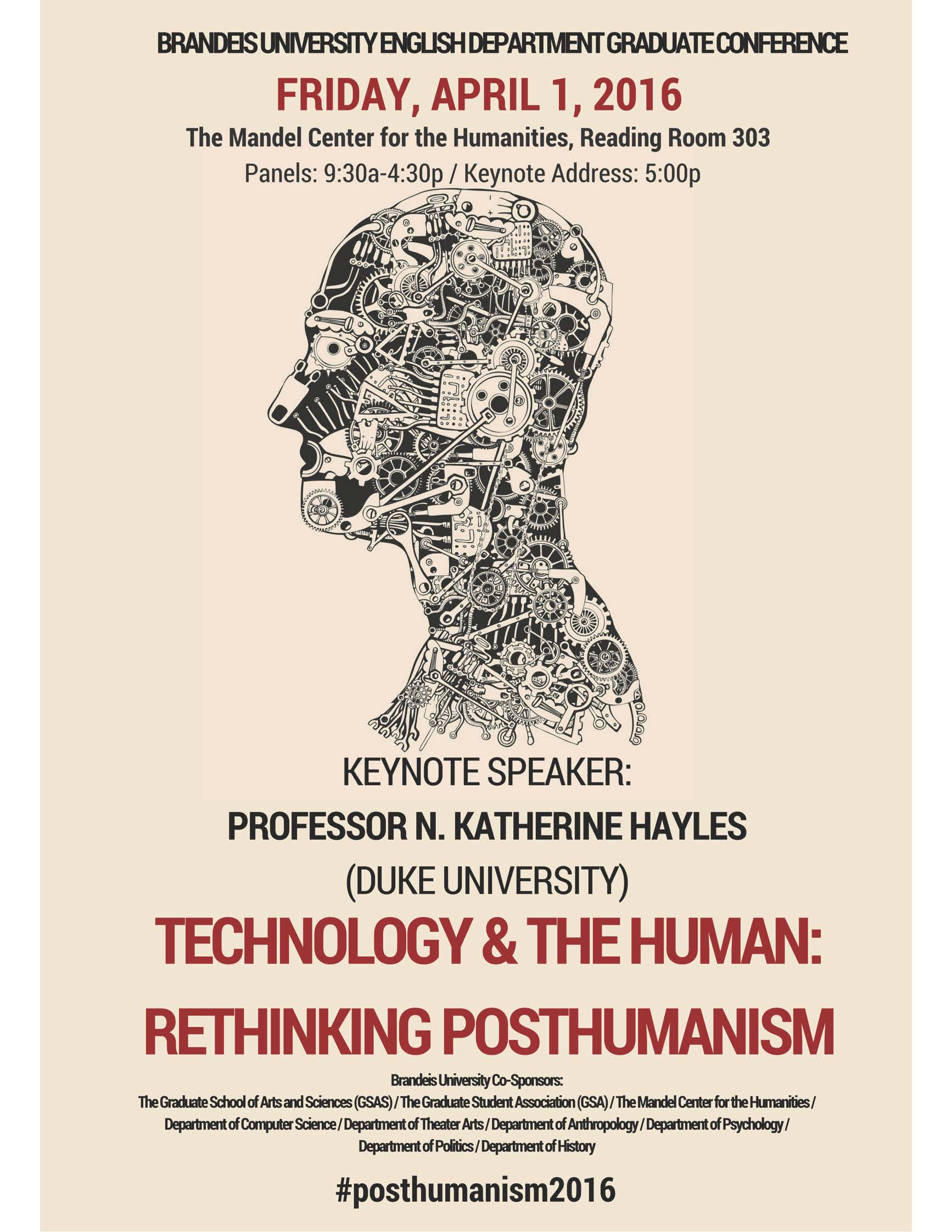 Technology & the Human: Rethinking Posthumanism at Brandeis on April 1st
