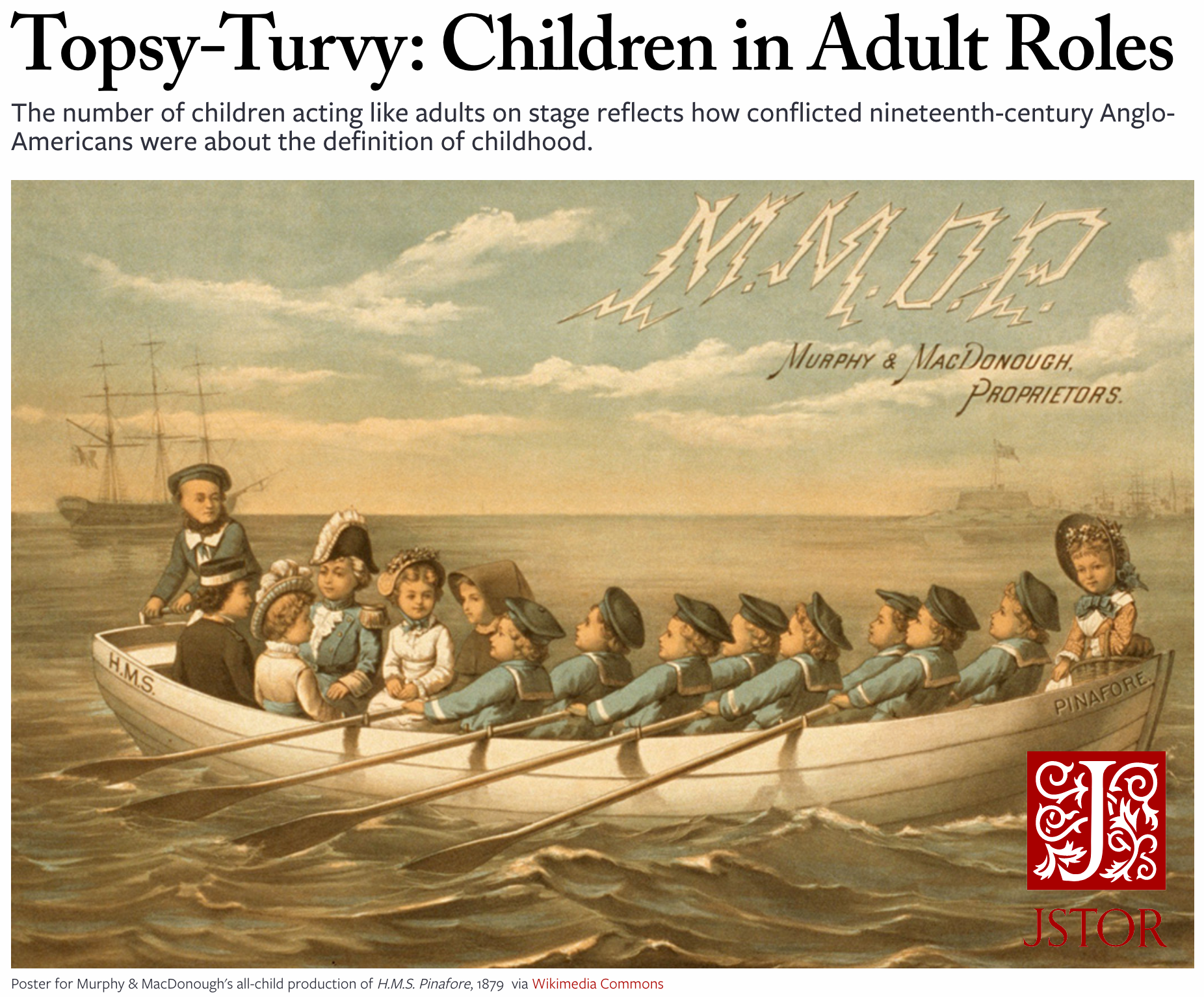 Prof Marah Gubar essay’s “Topsy-Turvy: Children in Adult Roles” featured & available on JSTOR Daily