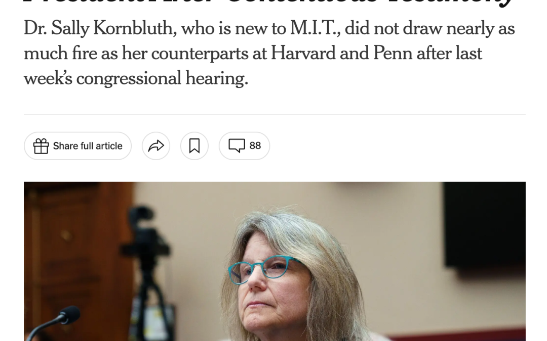 Prof Mary Fuller featured in New York Times article, “So Far, No Major Fallout for M.I.T. President After Contentious Testimony”