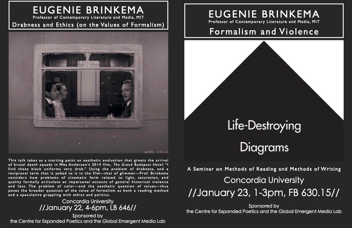 Concordia University, Department of English presents, Prof Eugenie Brinkema “Drabness and Ethics | Formalism and Violence”