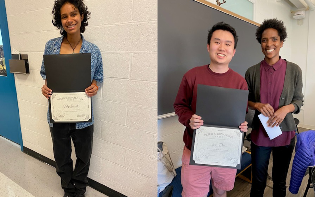 Peter S. Donaldson Prize 2025 awarded to two graduating Literature Majors: Kaelyn Dunnell and Jason Chen!