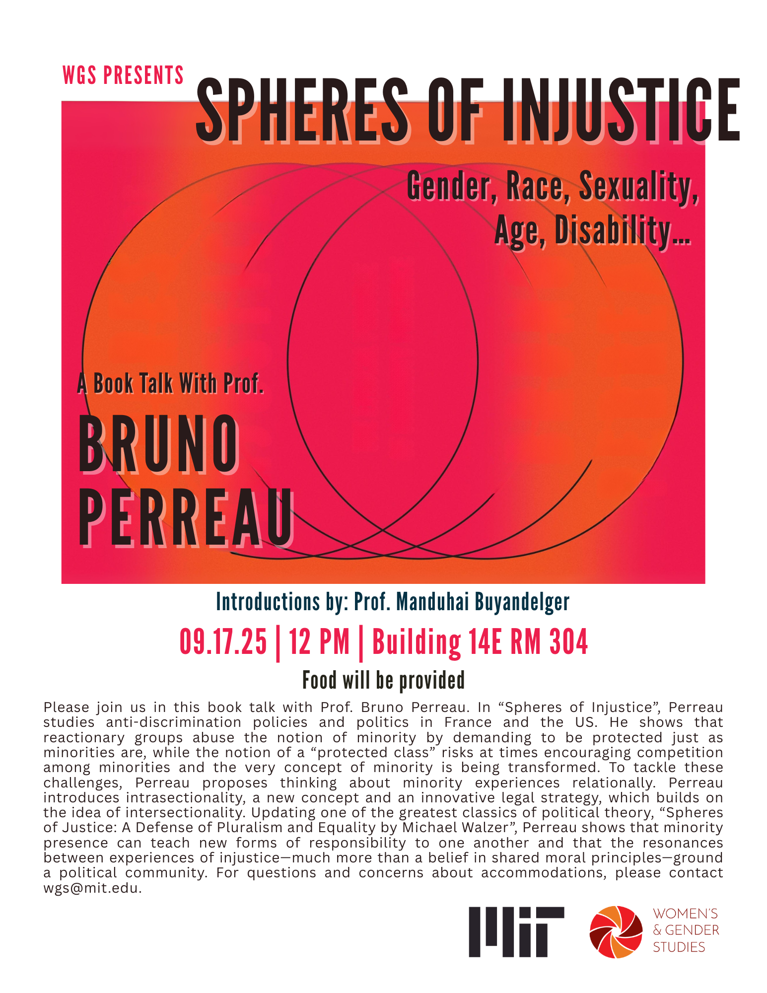 Sept 17 | WGS presents, <em>Spheres of Injustice: Gender, Race, Sexuality, Age, Disability…</em> book talk with Prof. Bruno Perreau
